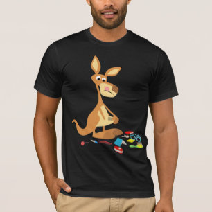 Cute Tecknad Rummaging Kangaroo T-Shirt