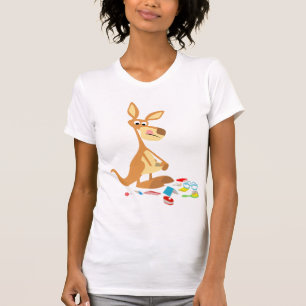 Cute Tecknad Rummaging Kangaroo Women T-Shirt