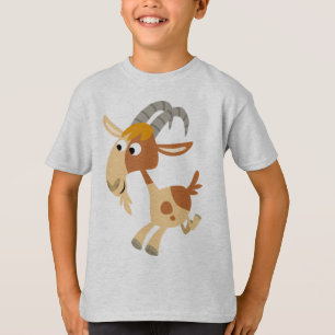 Cute Tecknad Running Goat Children T-Shirt