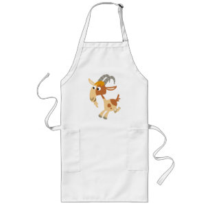 Cute Tecknad Running Goat Cooking Apron Långt Förkläde