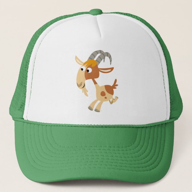 Cute Tecknad Running Goat Hat Truckerkeps (Framsida)