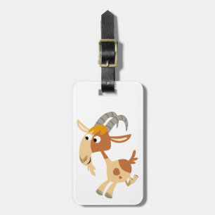 Cute Tecknad Running Goat Luggage Tag Bagagebricka