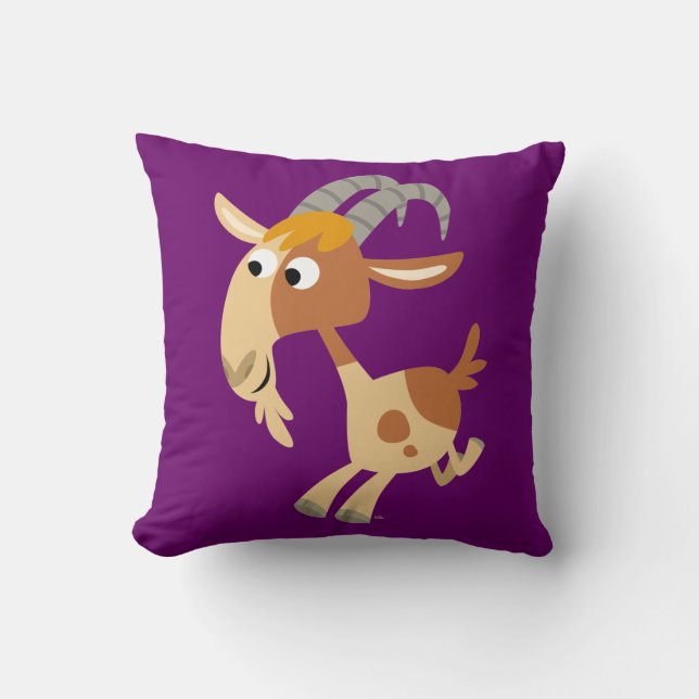 Cute Tecknad Running Goat Pillow Kudde (Framsida)