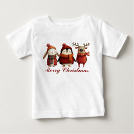 Cute Tecknad Santa Animals God jul T Shirt
