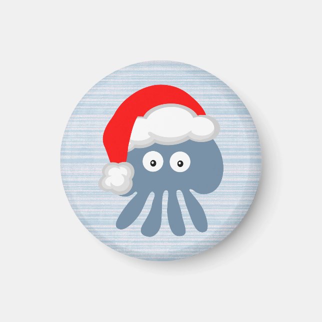 Cute Tecknad Santa Jellyfish Magnet (Framsidan)