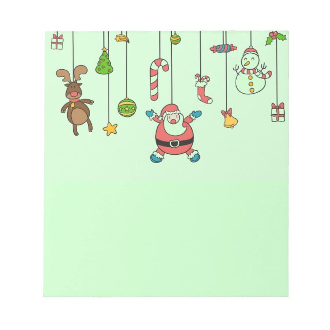 Cute tecknad Santa och kompisar jul Anteckningsblock (Framsida)