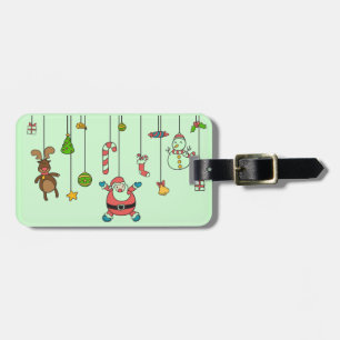 Cute tecknad Santa och kompisar jul Bagagebricka
