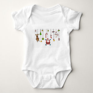 Cute tecknad Santa och kompisar jul T-shirt