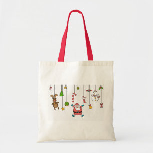 Cute tecknad Santa och kompisar jul Tygkasse