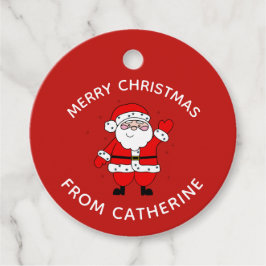 Cute Tecknad Santa Red-jul Gåvor Etiketter