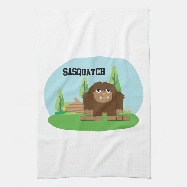Cute Tecknad Sasquatch Kökshandduk (Vertikal)