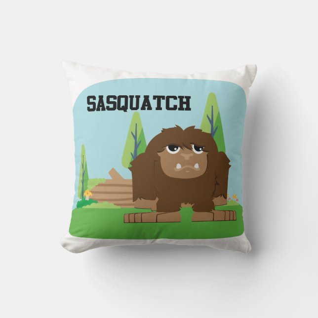 Cute Tecknad Sasquatch Kudde (Framsida)