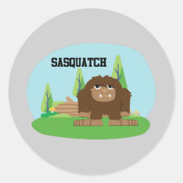 Cute Tecknad Sasquatch Runt Klistermärke