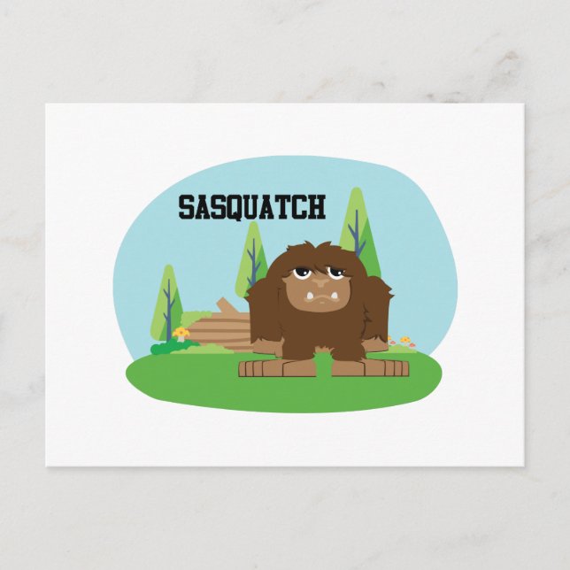 Cute Tecknad Sasquatch Vykort (Framsida)
