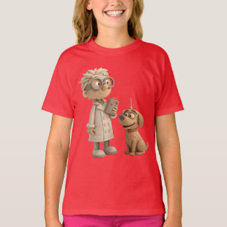 Cute Tecknad Scientist and Hund - Geeky 3D Stil T Shirt