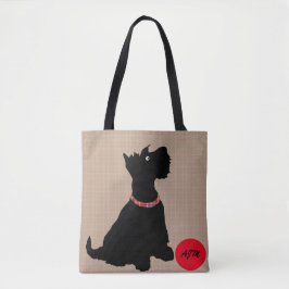 Cute Tecknad Scottie Hund med Red Boll Tote Bag Tygkasse