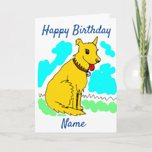 Cute Tecknad Shaggy Hund Birthday Kort