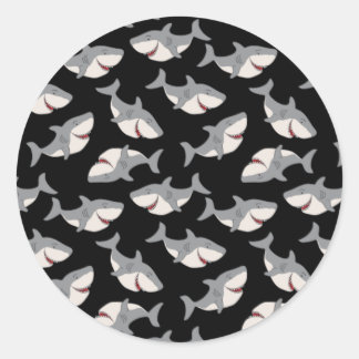 Cute Tecknad Sharks Repeat Vector Mönster Stickers Runt Klistermärke