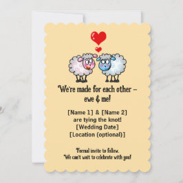 Cute Tecknad Sheep Bröllop Spara Datumet