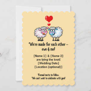 Cute Tecknad Sheep Bröllop Spara Datumet