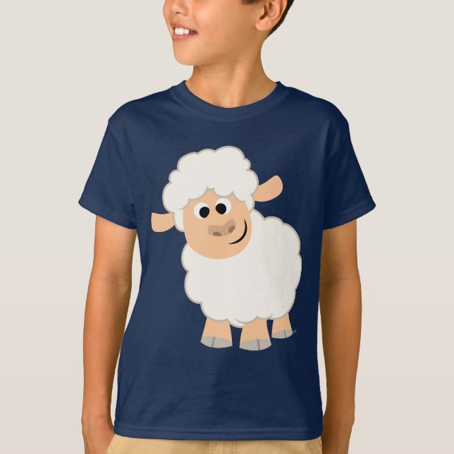 Cute Tecknad Sheep Children T-Shirt (Framsida)