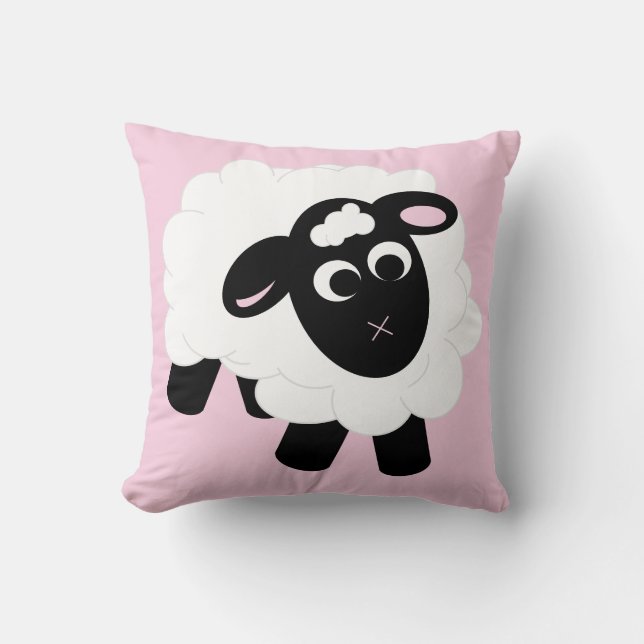 Cute Tecknad Sheep Dekorativ kudde (Framsida)