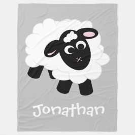Cute Tecknad Sheep Grått Namn Fleece Blanket