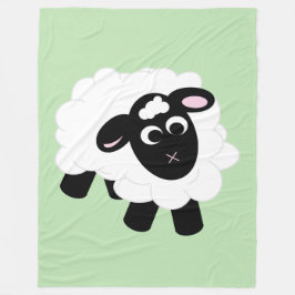 Cute Tecknad Sheep Grönt Fleece Blanket