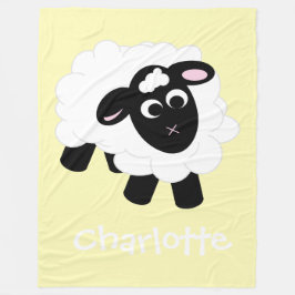 Cute Tecknad Sheep Gult Namn Fleece Blanket