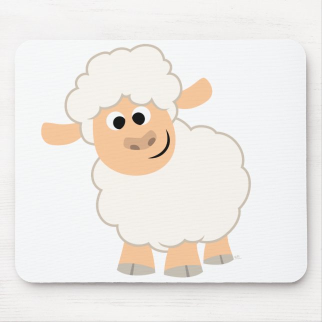 Cute Tecknad Sheep Mousepad Musmatta (Framsidan)