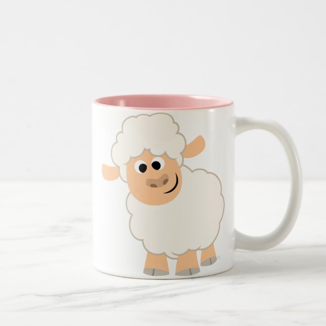 Cute Tecknad Sheep Mugg (Höger)