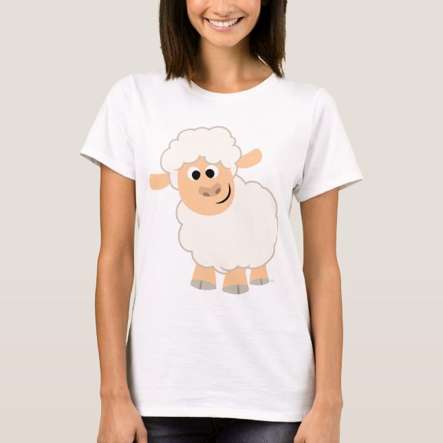 Cute Tecknad Sheep Women T-Shirt (Framsida)