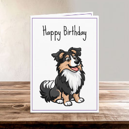 Cute Tecknad Sheltie Shetland Shepherd Birthday Kort