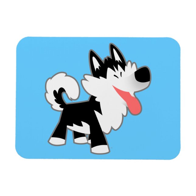 Cute Tecknad Siberian husky Flexible Magnet (Horisontell)
