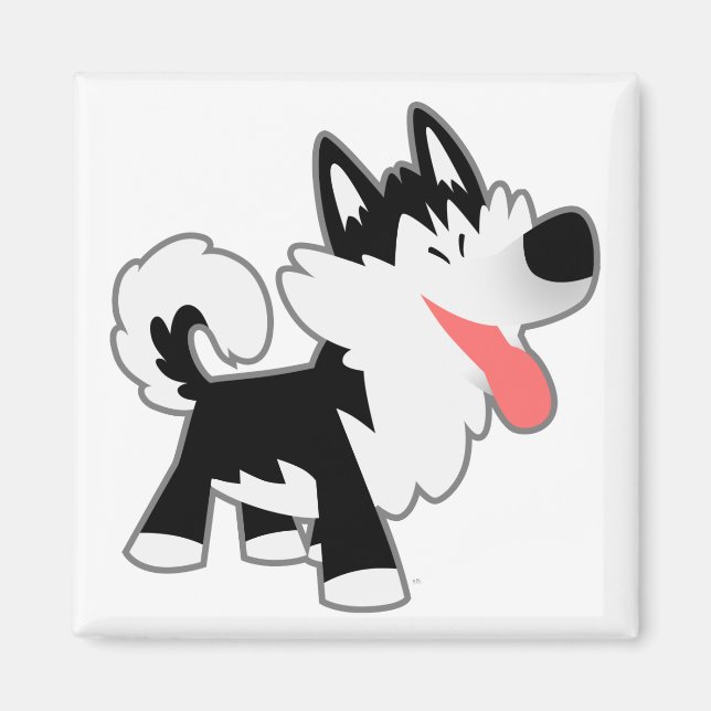Cute Tecknad Siberian husky Magnet (Framsidan)