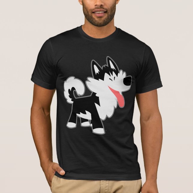 Cute Tecknad Siberian husky T-Shirt (Framsida)
