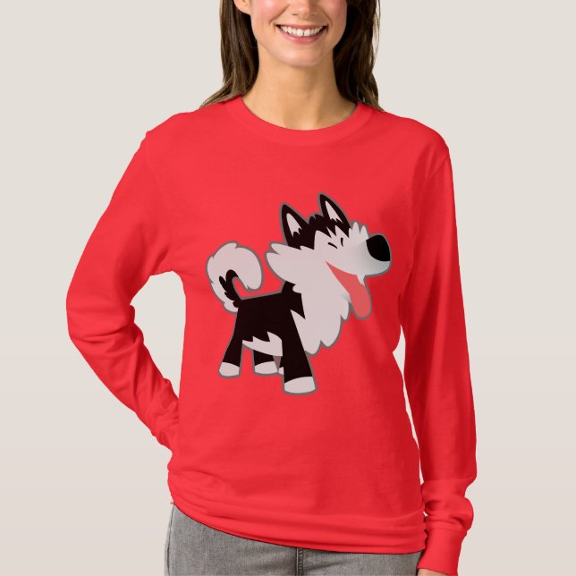 Cute Tecknad Siberian husky Women T-Shirt (Framsida)