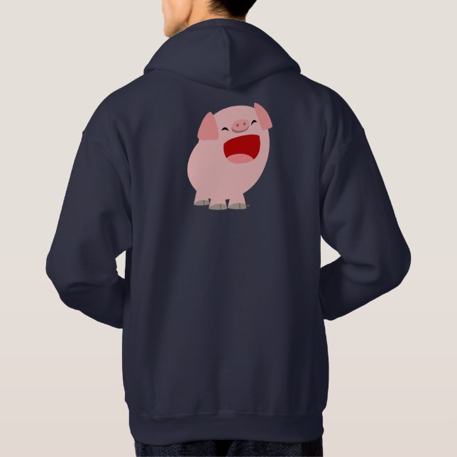 Cute Tecknad Singing Gris Hoodie (Baksida)