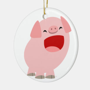 Cute Tecknad Singing Gris Ornament