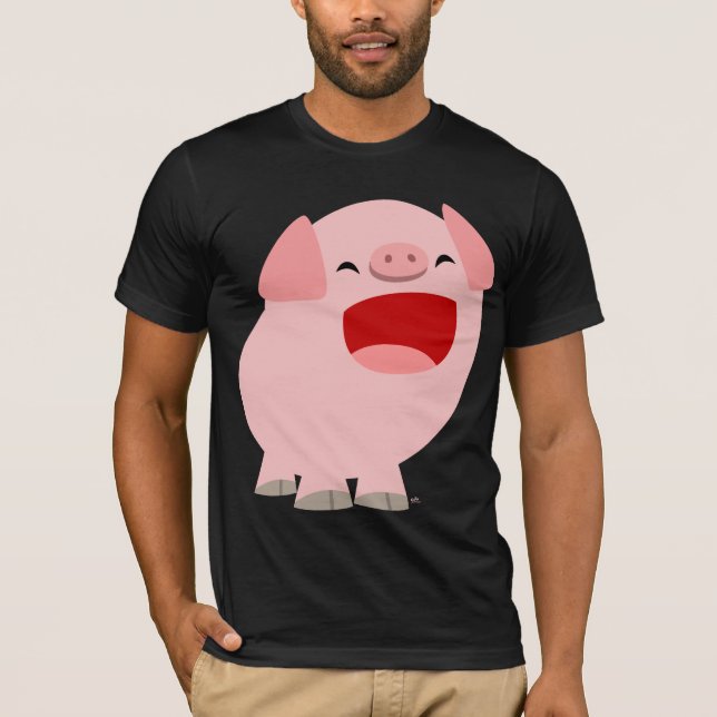 Cute Tecknad Singing Gris T-Shirt (Framsida)