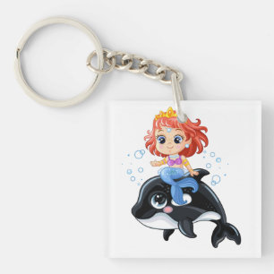 Cute tecknad sjöjungfru och orca T-Shirt