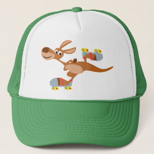 Cute Tecknad Skating Kangaroo Hat Truckerkeps