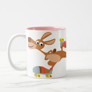 Cute Tecknad Skating Kangaroo Mugg