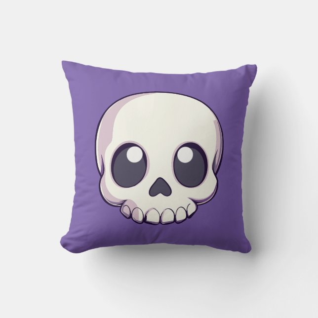 Cute Tecknad Skull Halloween Kudde (Framsida)