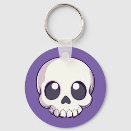 Cute Tecknad Skull Halloween Nyckelring
