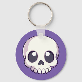 Cute Tecknad Skull Halloween Nyckelring