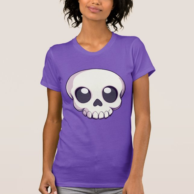 Cute Tecknad Skull Halloween Shirt för kvinnor T Shirt (Framsida)