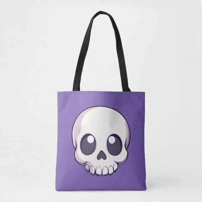 Cute Tecknad Skull Halloween Tygkasse (Framsida)