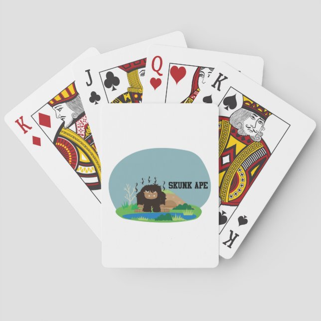 Cute Tecknad Skunk Ape Spel Kort (Baksidan)