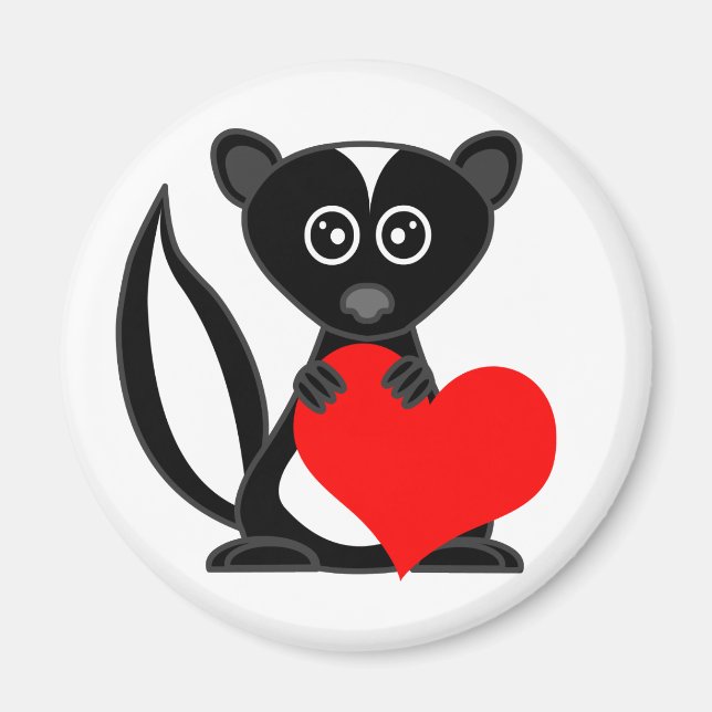 Cute Tecknad Skunk Holding Heart Magnet (Framsidan)